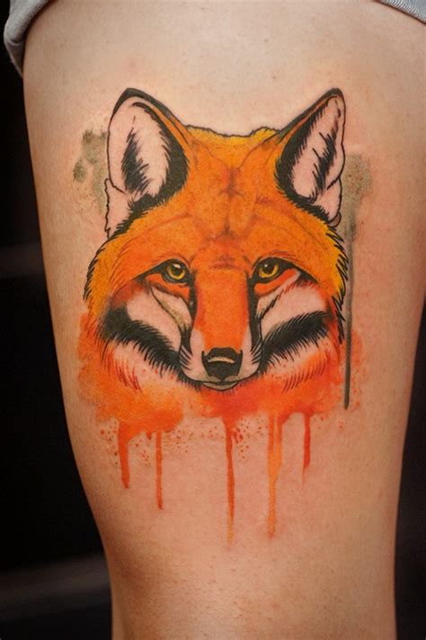 Red fox head tattoo on hip - Tattooimages.biz