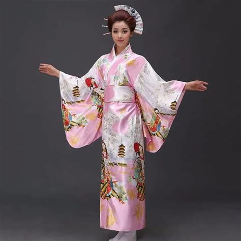 Hot sell Pink Japanese National Women Kimono Yukata With Obi ...