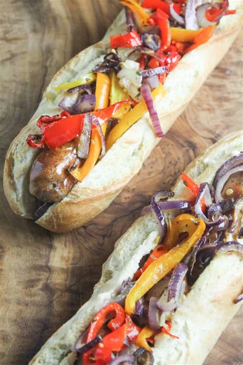 Sausage Sandwiches with Roast Peppers and Onion - Carrie's Kitchen