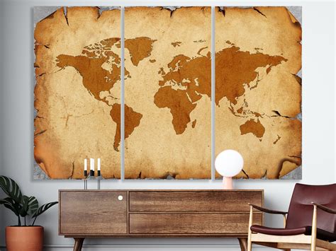 World Map Canvas Vintage Map of the World Large World Map - Etsy