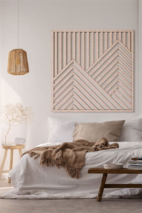 Mountain Wood Wall Art- Modern Wooden Wall Art- Large Geometric Wood ...