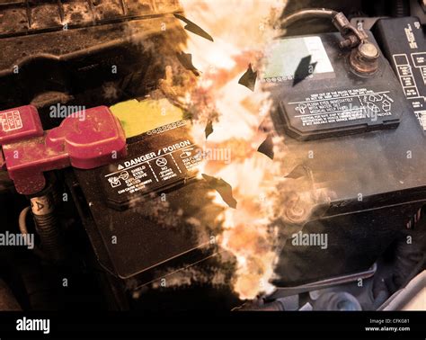 car battery exploding Stock Photo - Alamy