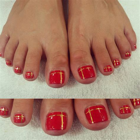 Red And Gold Toe Nail Designs | Daily Nail Art And Design