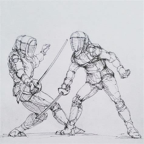 Fencing Sketch at PaintingValley.com | Explore collection of Fencing Sketch