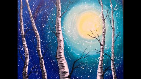 Beginner Acrylic Painting Class Birch Trees #lovewinterart ...