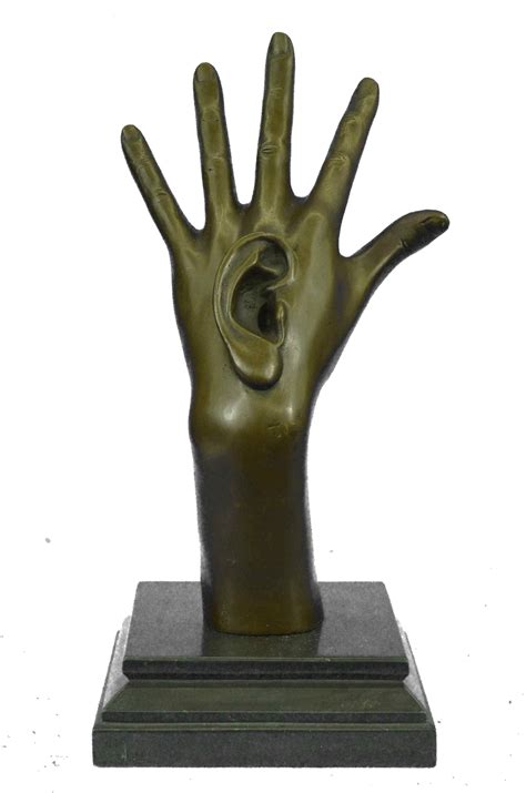 Surreal Bronze Sculpture Hand w/ Ear Statue Modern Art Abstract Signed ...