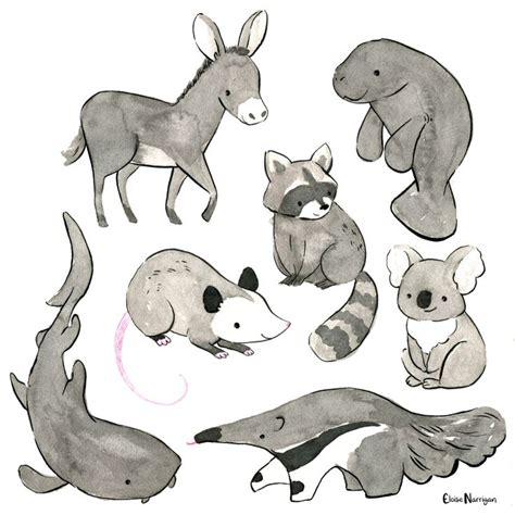 Gray Animals Art Print by Eloise Narrigan - X-Small | Animal art ...