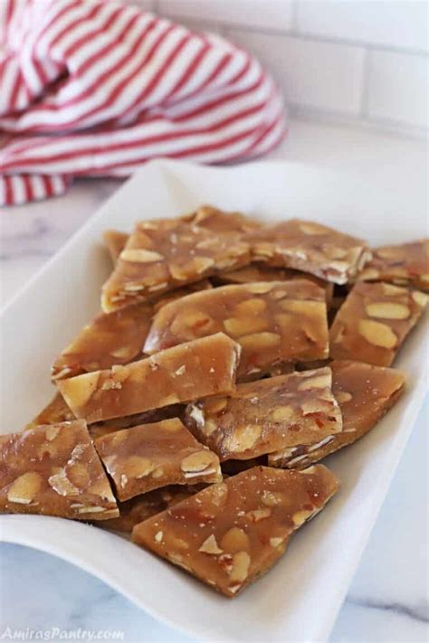 Easy Almond Brittle (Microwave Quick Recipe) - Amira's Pantry