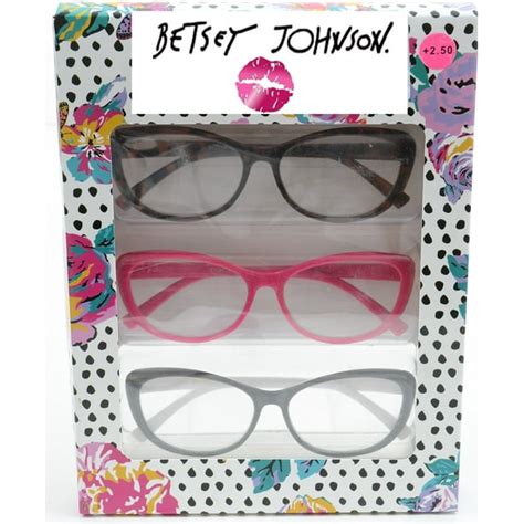 Betsey Johnson 3 Pairs Reading Glasses Hot Pink Readers +2.50 ...