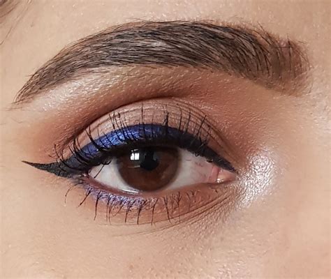 Metallic blue + Matte black eyeliner look. Created with NYX liquid ...