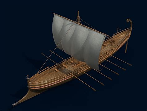 Ancient Rome Ancient Greece Wooden warship sailboat by dayu-cg. Very ...