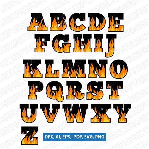 Blaze Flame Fire Burn Burning Letter Font Alphabet Lettering | Etsy ...