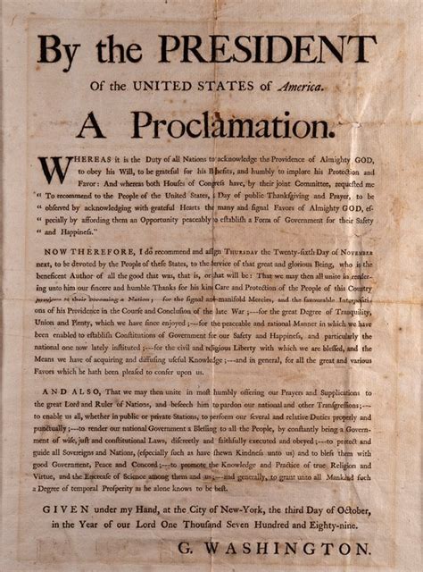 George Washington's Thanksgiving Proclamation from 1789