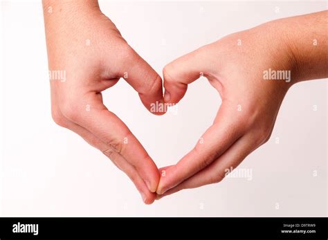 hands forming a heart on a white background Stock Photo - Alamy