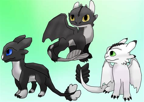 Toothless and Light fury babies by agentkajj on DeviantArt