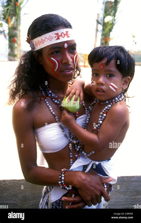 Carib Indians, Carib Indian, people, mother and son, woman, boy, male ...