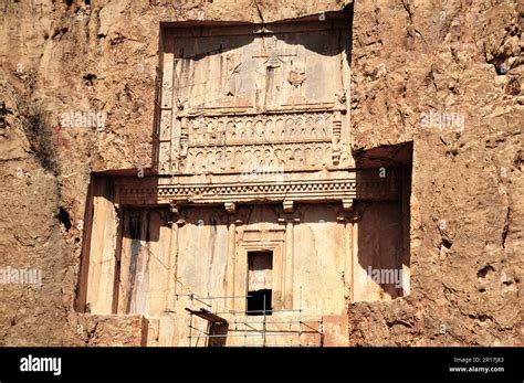 Iran, Naqsh-e Rostam: presumed rock tomb of the Achaemenid King Xerxes ...