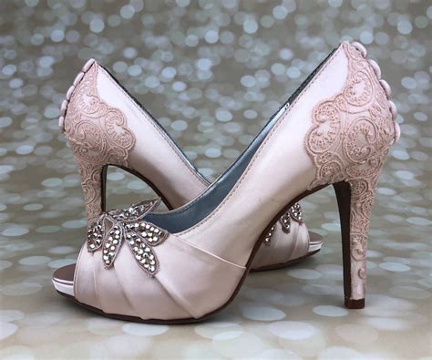 Blush Wedding Shoes for Bride Lace Bridal Shoes Blush Bridal | Etsy