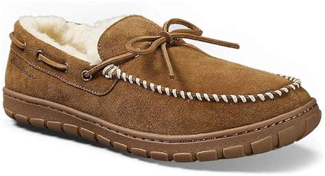 Amazon.com | Eddie Bauer Men's Shearling-Lined Moccasin Slipper, Tan ...