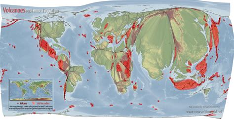 Volcanic Risk Zones Superimposed on a Population Cartogram | Cartogram ...