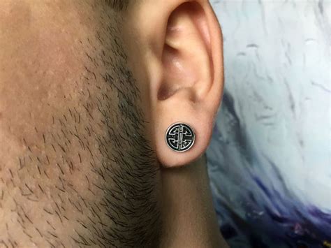 Men viking earrings One stud men Celtic earring studs Male | Etsy ...