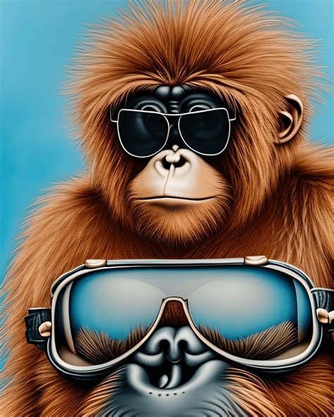 Chubby Cheeked Baby Orangutan Wearing Sunglasses and a Leather Jacket ...