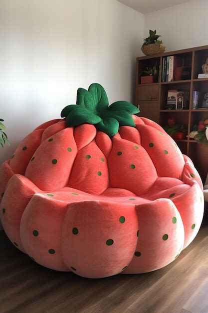 Premium AI Image | A large strawberry shaped chair with a pink cushion ...