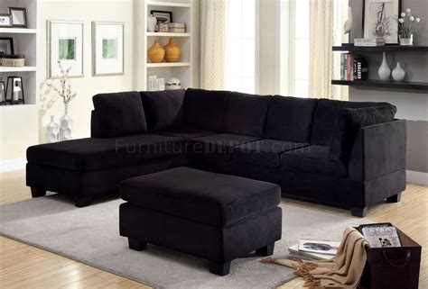 Lomma Sectional Sofa & Ottoman Set CM6316 in Black Fabric