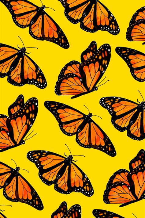 Yellow Monarch Butterfly Pattern | Butterfly wallpaper iphone, Cute ...