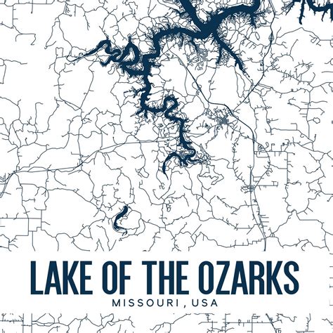 Lake of the Ozarks Printable Map Lake of the Ozarks Wall Art | Etsy