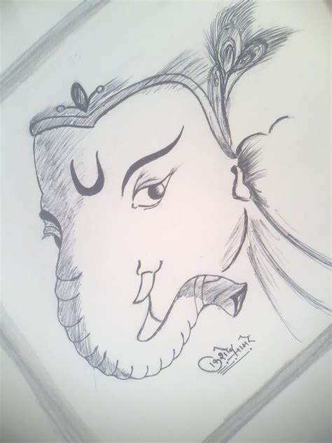 Pencil Sketch Of Ganpati Bappa - Desi Painters