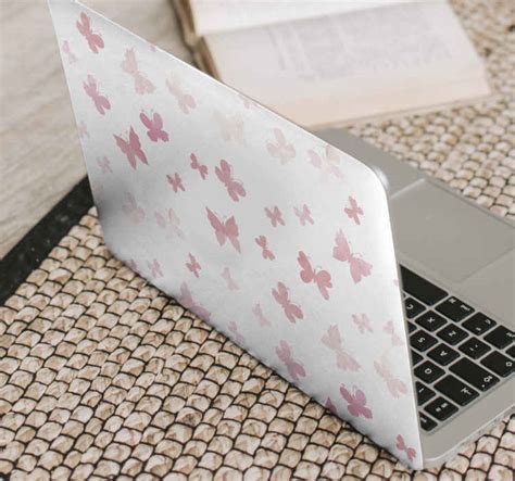 Pink butterflies laptop stickers - TenStickers