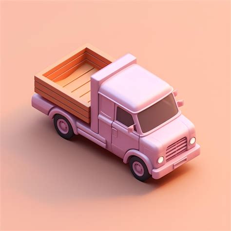 Premium Photo | A pink toy truck with a wooden box