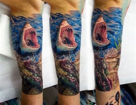 30 Shark Tattoo Sleeve Designs For Men - Marine Life Ink Ideas