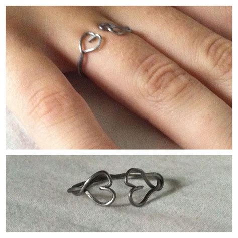 Twisted Silver Heart RIng: A ring made using pliers, a wire cutter, and ...