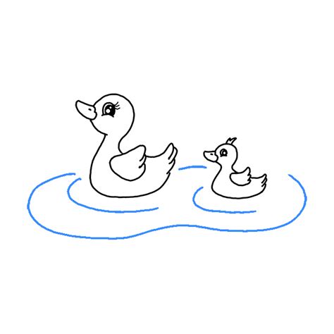 How to Draw a Duck and Ducklings - Step by Step Easy Drawing Guides ...