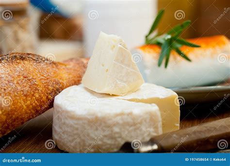 French cheese and baguette stock photo. Image of platter - 197458654