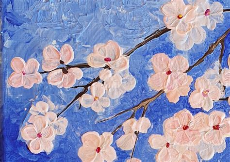 Apricot blossom Hand painted Acrylic Painting on canvas | Etsy