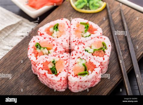 Flower made of sushi roll Stock Photo - Alamy