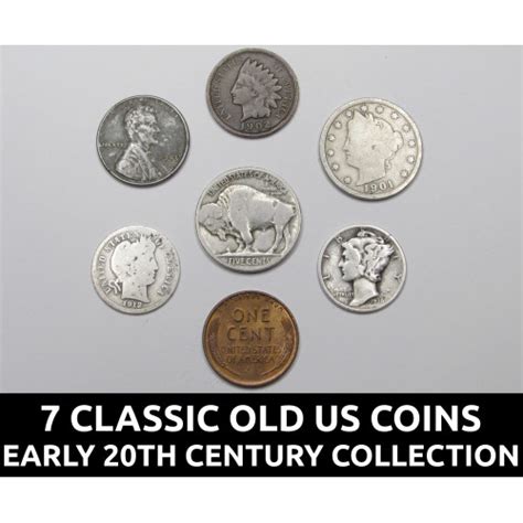 7 Classic old US coins collection - early 20th century coins w/ silver ...