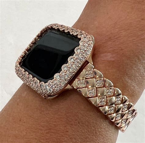 Rose Gold Apple Watch Band Women 41mm 45mm 49mm Ultra Swarovski ...