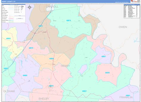 Henry County, KY Wall Map Color Cast Style by MarketMAPS - MapSales