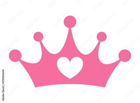 Vector illustration of a pink girly princess crown with the heart ...