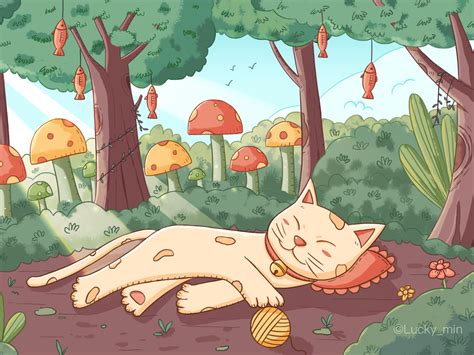 Dreaming cat by Lucky_min on Dribbble