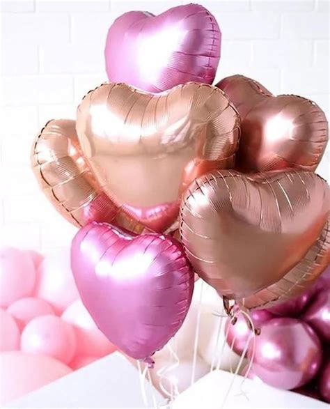 Pink Heart Balloon Bundle Matte Romantic Decoration Matte Foil Balloon ...