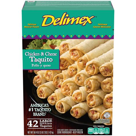 Delimex Chicken & Cheese Large Flour Taquitos Frozen Snacks, 42 ct Box ...