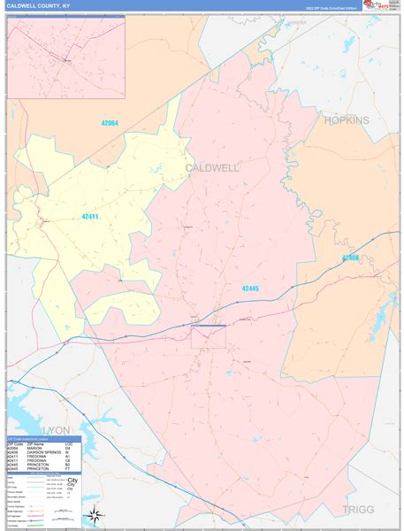 Caldwell County, KY Wall Map Color Cast Style by MarketMAPS - MapSales