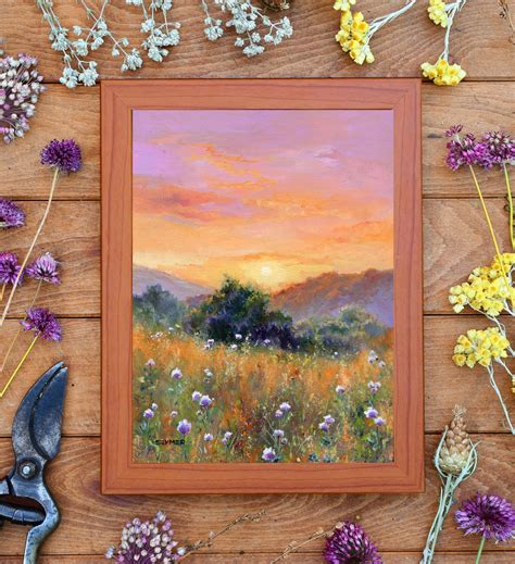 Summer Landscape Painting ORIGINAL Countryside Field Flowers - Etsy