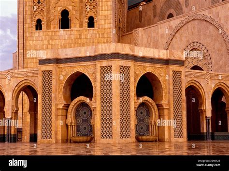 courtyard, Hassan II Mosque, Hassan II, mosque, Moorish architecture ...