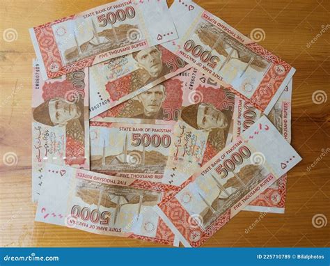 Pakistani Rupees 5000 Five Thousand Notes on a Desk Stock Image - Image ...